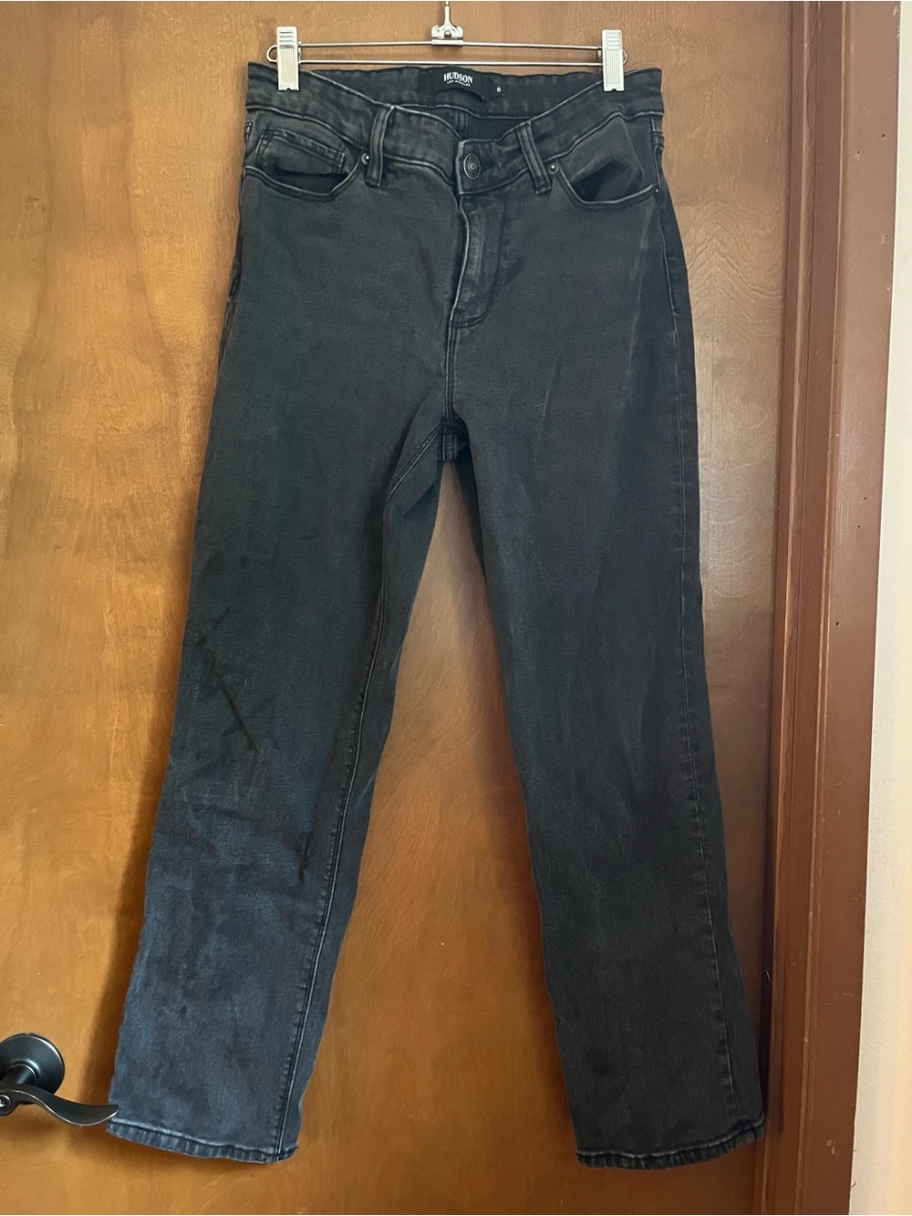 Women’s Hudson Straight-Leg ankle Black wash Jeans